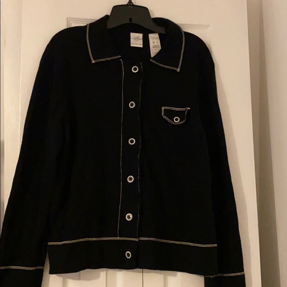 Emma James Black XL Button Up Sweater